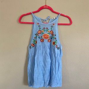Floral Embroidered High Neck Cami